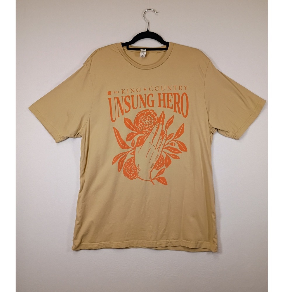 Christian Band for KING + COUNTRY Mens XL Tan Unsung Hero Graphic Tee LS15000